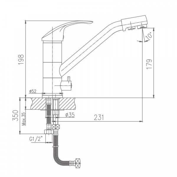 Смеситель для кухни Haiba HB 4321-5, сатин