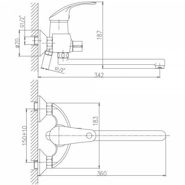 Смеситель для ванны Haiba HB 2221, хром