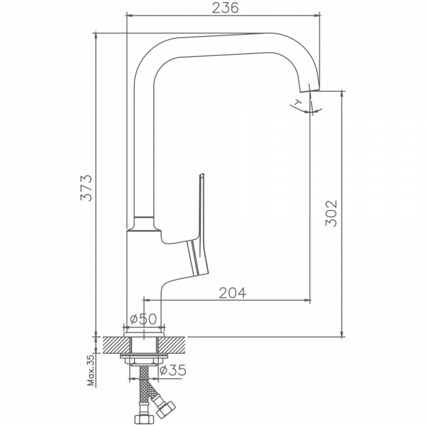 Смеситель для кухни Haiba HB 70572, хром
