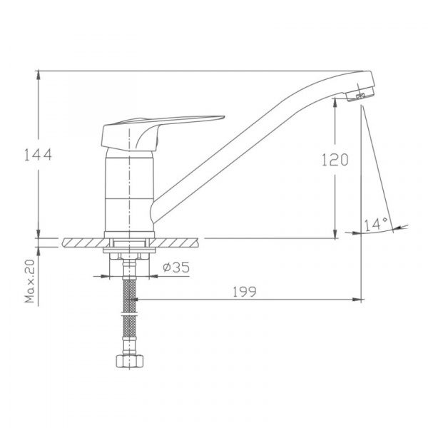 Смеситель для кухни Haiba HB 4937, хром