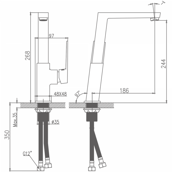 Смеситель для кухни Haiba HB 70191, хром