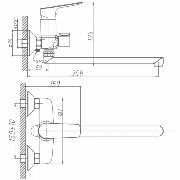 Смеситель для ванны Haiba HB 22506, хром