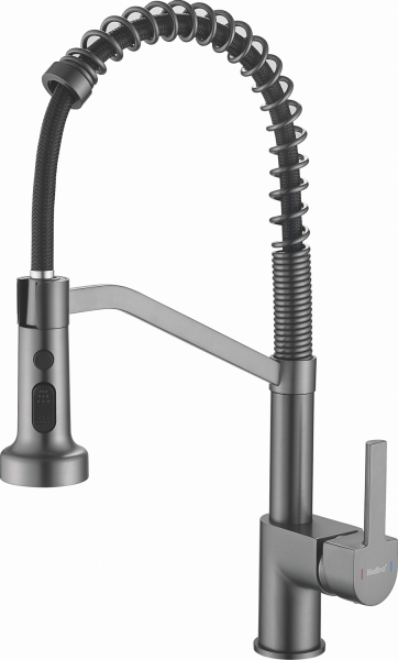 Смеситель для кухни, гибкий излив, латунь, оружейная сталь HB 73826-3