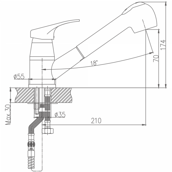Смеситель для кухни Haiba HB 6013, хром