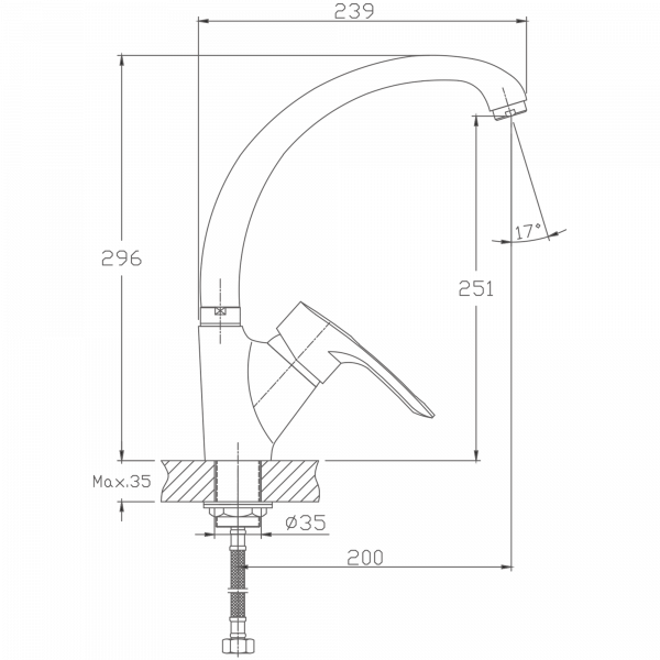 Смеситель для кухни Haiba HB 4166-7, черный