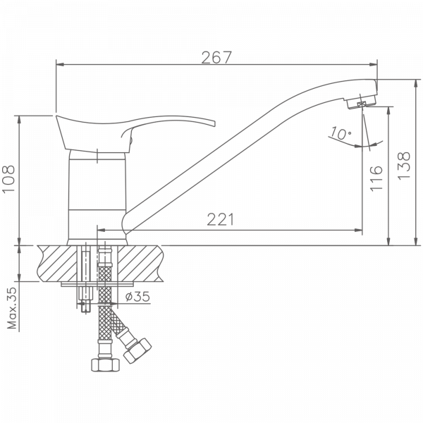 Смеситель для кухни Haiba HB 4401, хром