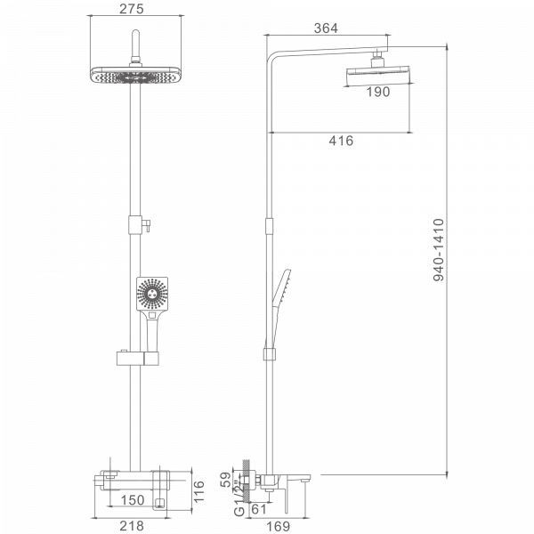 Душевая система, тропический душ, латунь, хром
Комплектация: лейка, шланг 1,5м, держатель для лейки HB 24615