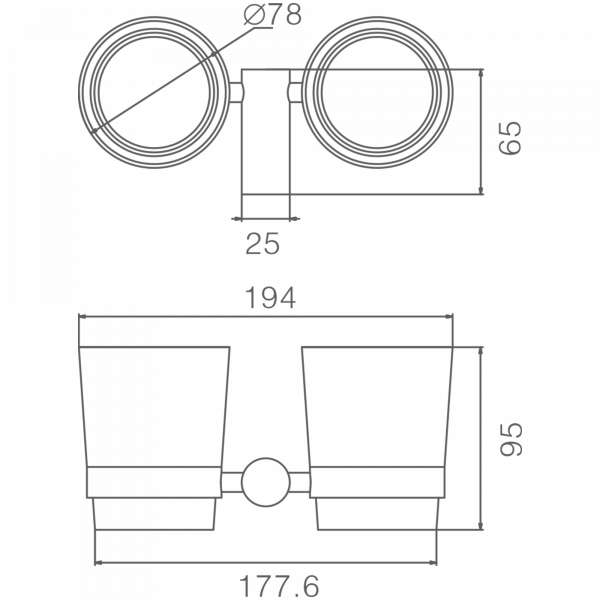 Держатель стакана , двойной, матовое стекло, черный HB 8408-7