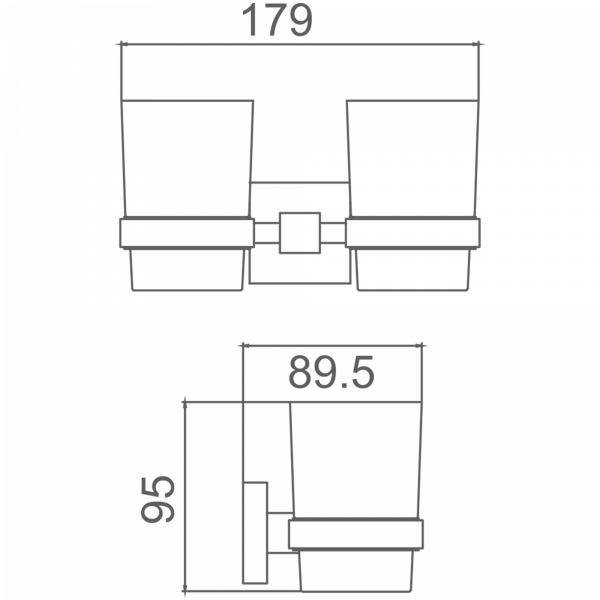 Держатель стакана , двойной, матовое стекло, черный HB 8908