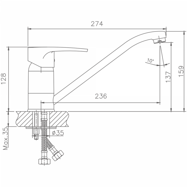Смеситель для кухни Haiba HB 4265, хром
