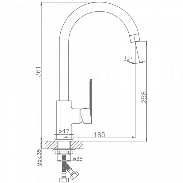 Смеситель для кухни Haiba HB 70590-7, черный