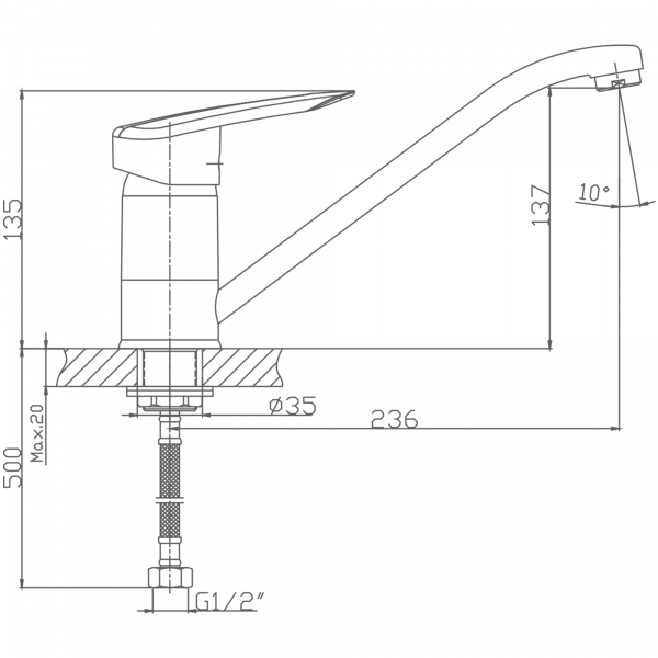 Смеситель для кухни Haiba HB 4907, хром