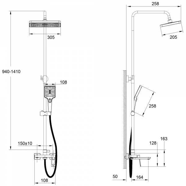 Душевая система
цвет: чёрный HB24732-7