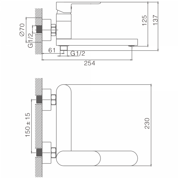 Смеситель для ванны короткий излив , латунь, черный
Комплектация: лейка, шланг 1,5м, держатель для лейки HB 61590-7