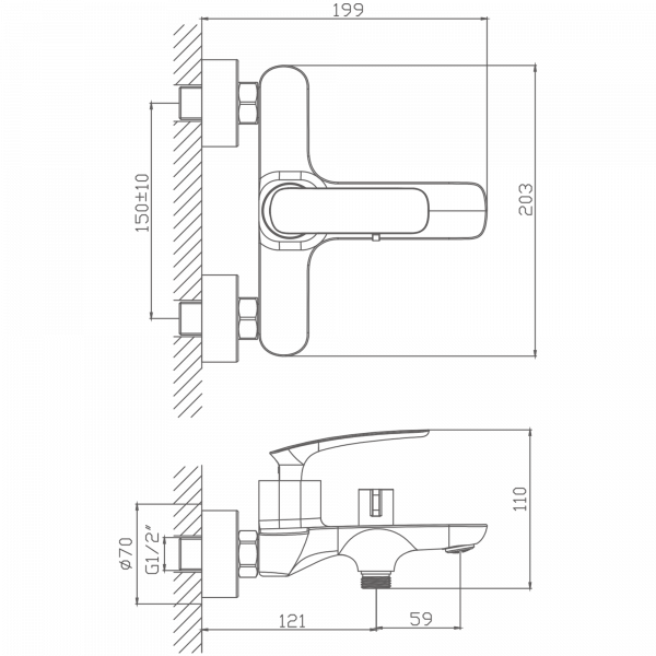 Смеситель для ванны Haiba HB 60616, хром