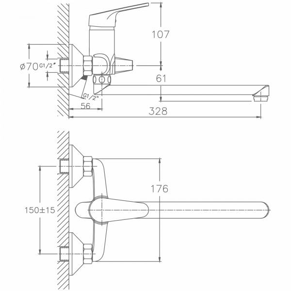 Смеситель для ванны Haiba HB 2216, хром