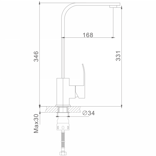 Смеситель для кухни, нержавеющая сталь HB 70815