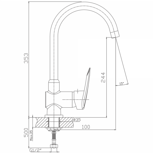 Смеситель для кухни Haiba HB 4007, хром