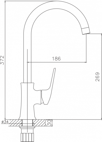 Смеситель для кухни Haiba HB 70165, хром
