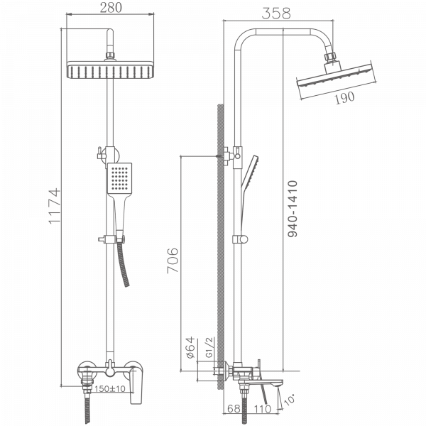 Душевая система Haiba HB 24533-3