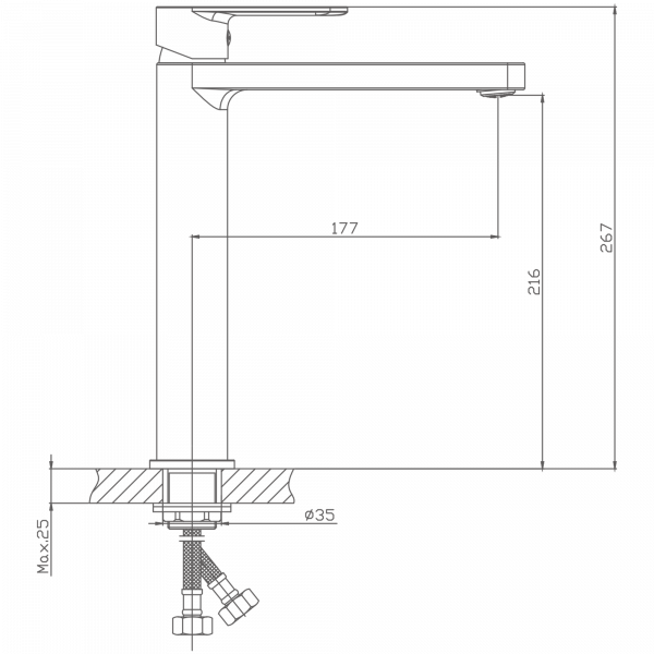 Смеситель для раковины, высокий, латунь, хром HB 11617