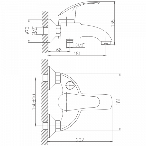 Смеситель для ванны Haiba HB 3221, хром