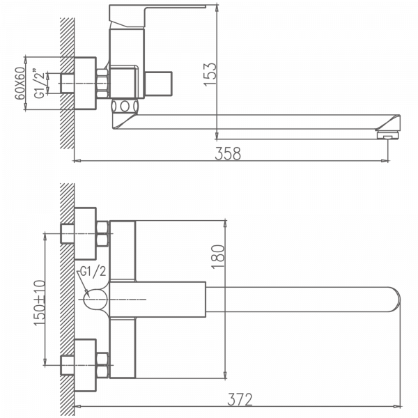 Смеситель для ванны Haiba HB 22191, хром