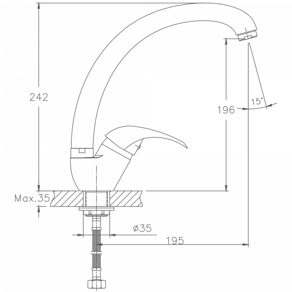 Смеситель для кухни Haiba HB 4115-2, хром
