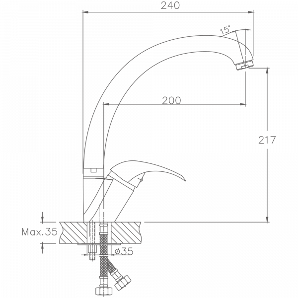 Смеситель для кухни Haiba HB 4115, хром