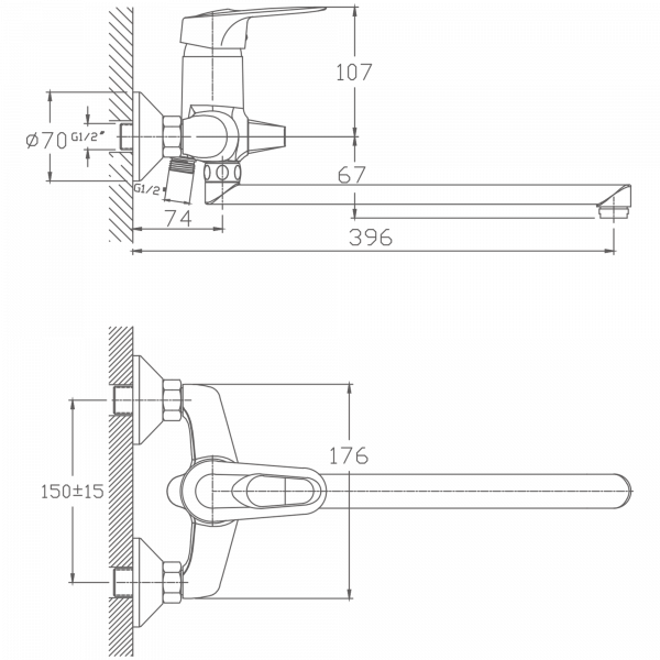 Смеситель для ванны Haiba HB 2204, хром