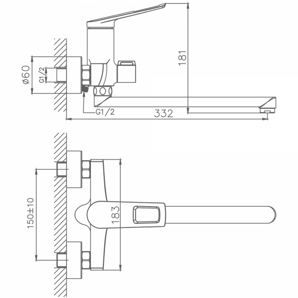 Смеситель для ванны Haiba HB 22595, хром