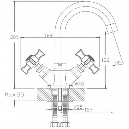 Смеситель для кухни Haiba HB 4524, хром