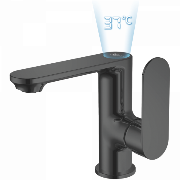 Смеситель для раковины с термо дисплеем , латунь, черный HB 12590-7