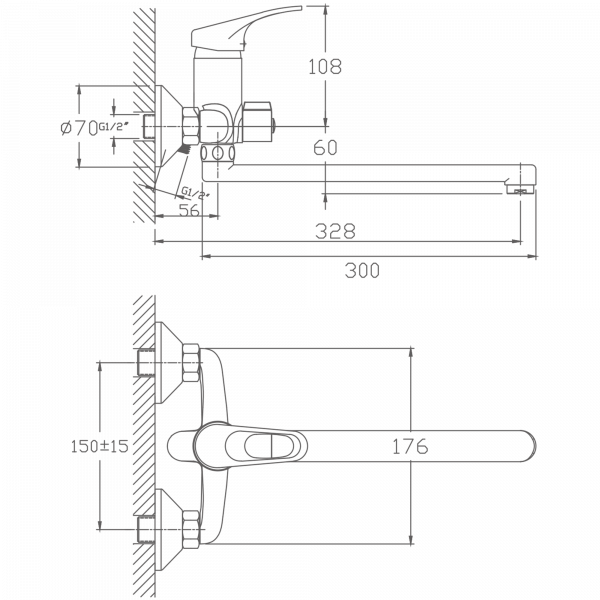 Смеситель для ванны Haiba HB 2213, хром