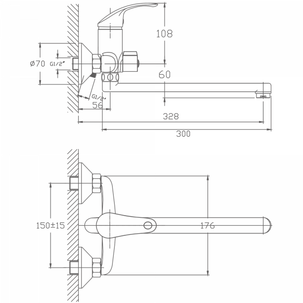 Смеситель для ванны Haiba HB 2237, хром