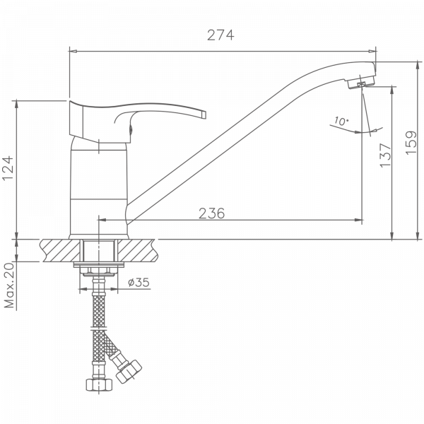 Смеситель для кухни Haiba HB 4970, хром