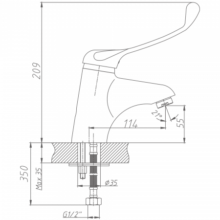 Смеситель для раковины с хирургической ручкой  Haiba HB 1054