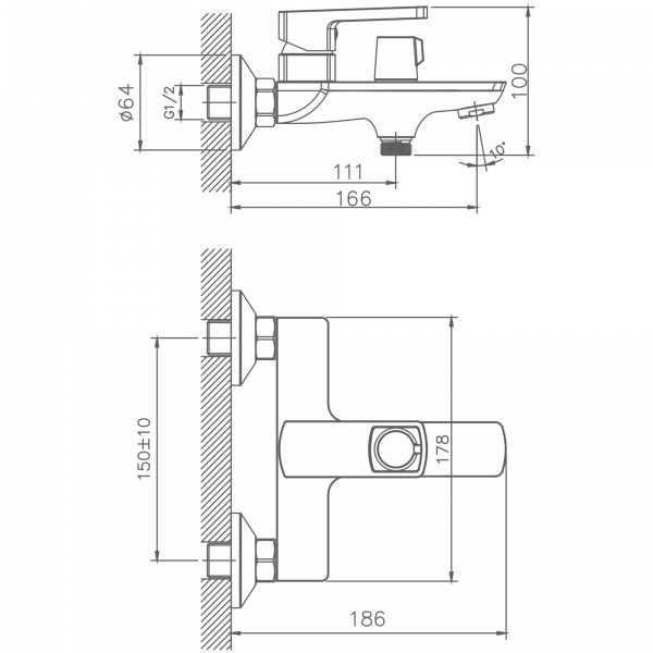 Смеситель для ванны Haiba HB 60176, хром