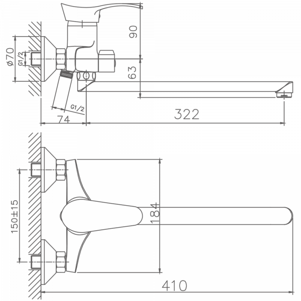 Смеситель для ванны Haiba HB 2201, хром
