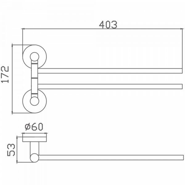 Держатель для полотенец, двойной, поворотный 400 мм, нержавеющая сталь HB 8312