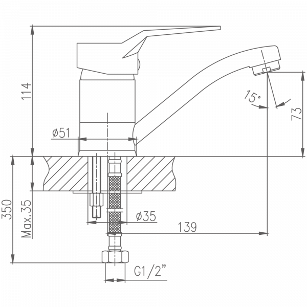 Смеситель для кухни Haiba HB 4563, хром