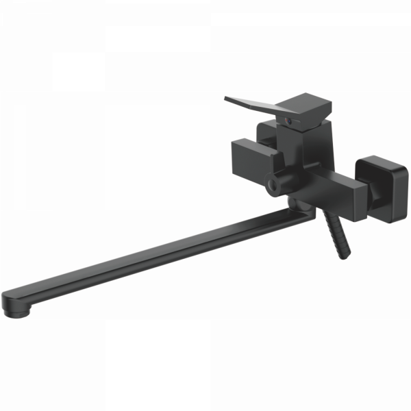 Смеситель для ванны, длинный излив, латунь, черный
Комплектация: лейка, шланг 1,5м, держатель для лейки HB 22818-7