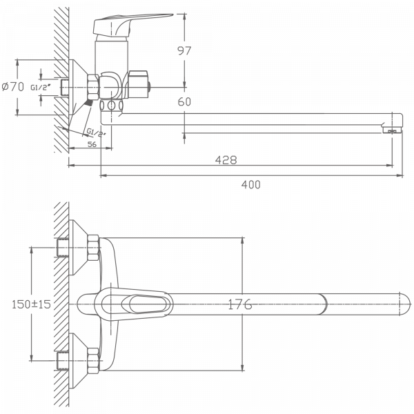 Смеситель для ванны Haiba HB 2236, хром