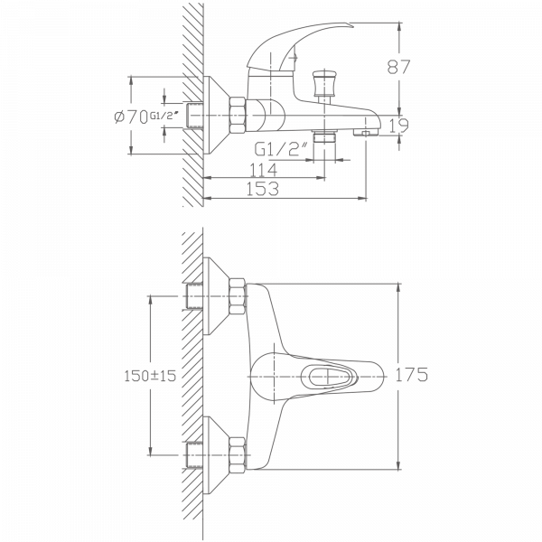 Смеситель для ванны Haiba HB 3015, хром