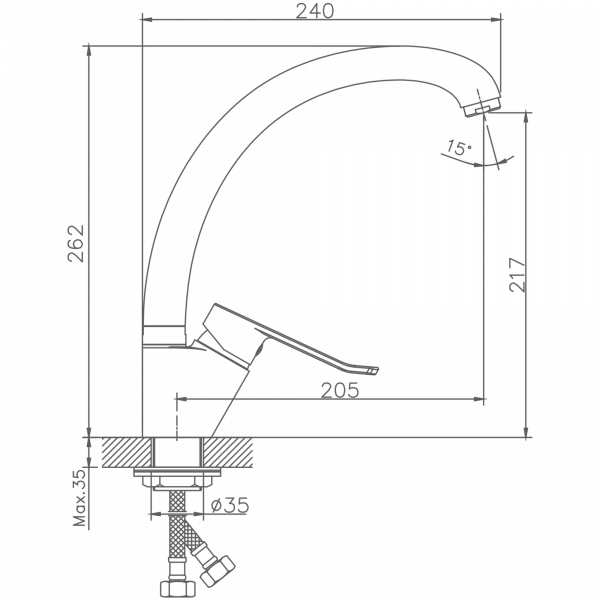 Смеситель для кухни Haiba HB 41556-2, хром