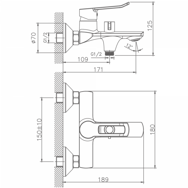 Смеситель для ванны Haiba HB 60556, хром