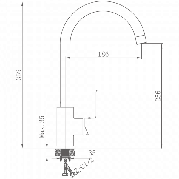 Смеситель для кухни, латунь, оружейная сталь HB 70505-3