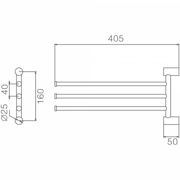 Держатель для полотенец, тройной, поворотный 400 мм, хром HB 8413