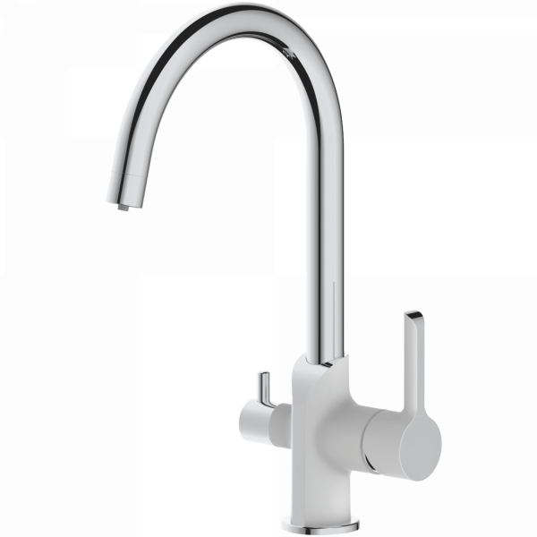 Смеситель для кухни с подключением фильтра, латунь, белый/хром HB 76805-8