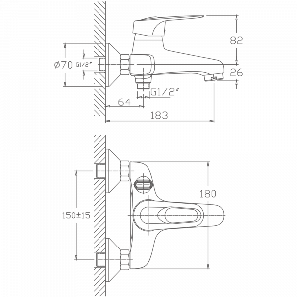 Смеситель для ванны Haiba HB 3204, хром